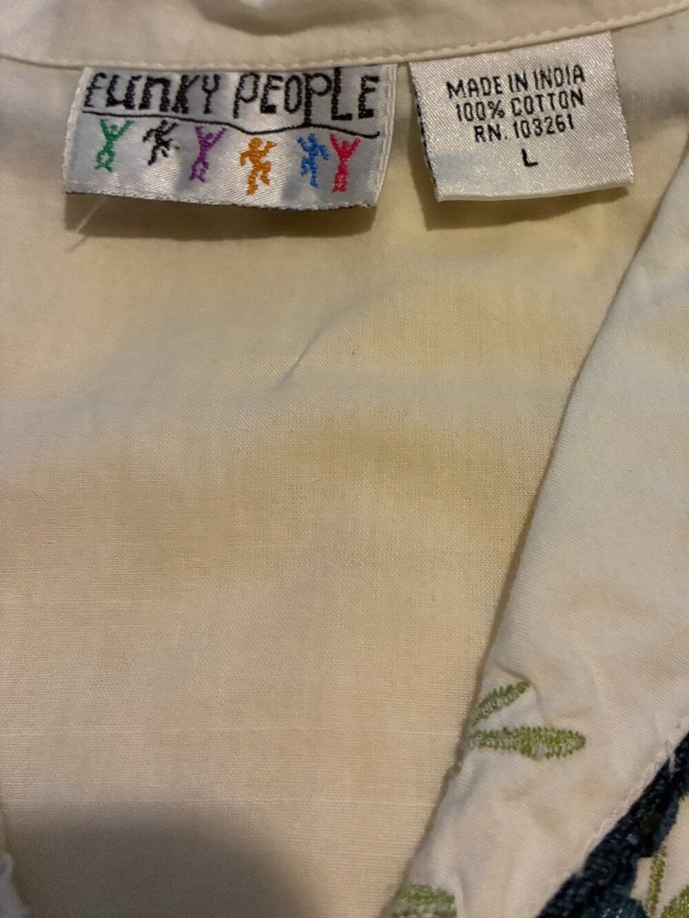 Funky People Embroidered Floral Top, like new, sz L, white